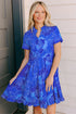 Garden Party Floral Outline Ruffle Hem Tiered Mini Dress